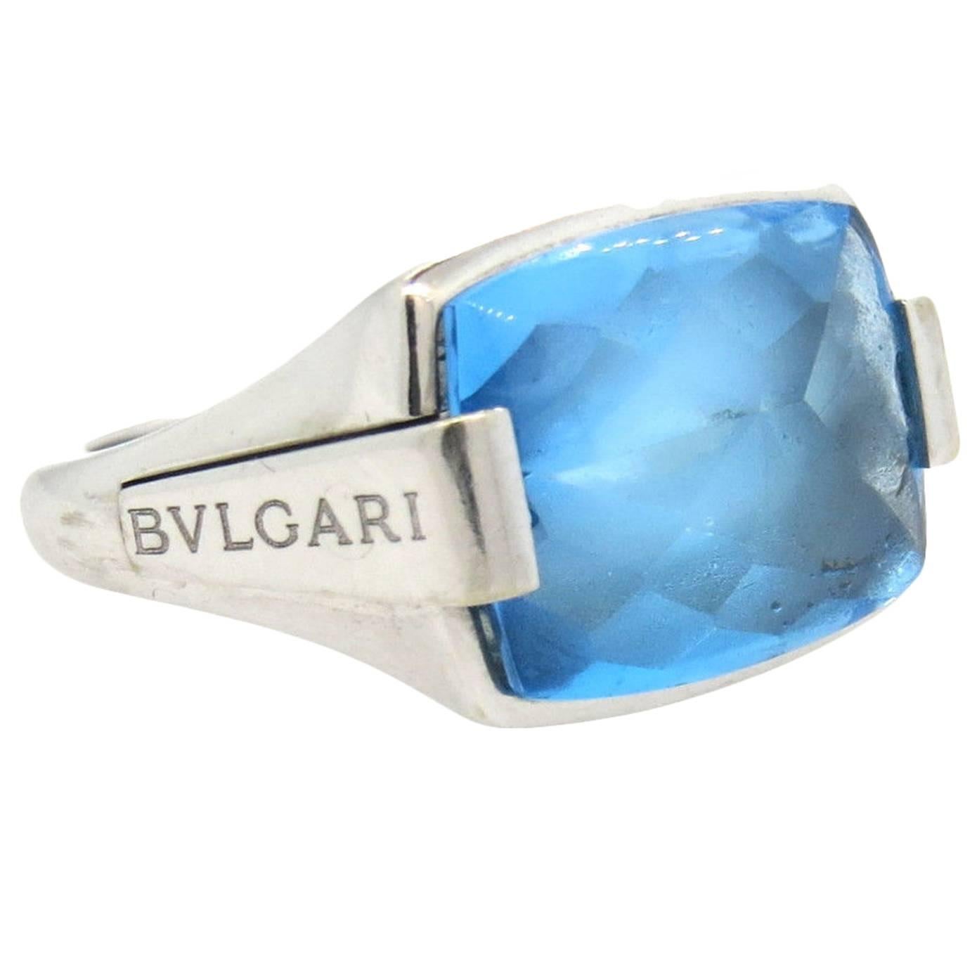 Bulgari Blue Topaz Gold Ring