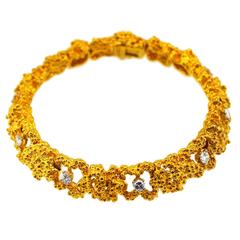1970s Boucheron  Paris diamond gold nugget bracelet