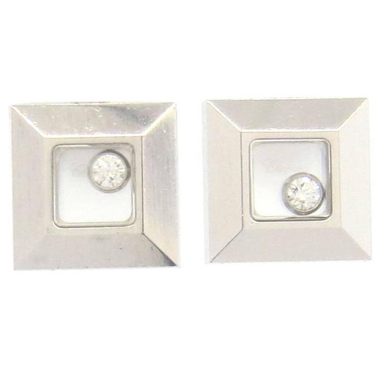 Chopard Hy Diamonds Gold Floating Diamond Square Earrings At 1stdibs Chopard Hy Diamonds Gold Floating Diamond Square Earrings For