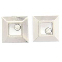Chopard Happy Diamonds Gold Floating Diamond Square Earrings 5
