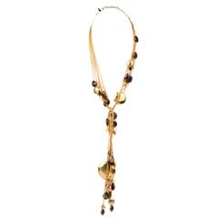 Calgaro Designer-Halskette aus italienischem Gold und Perlengeflecht