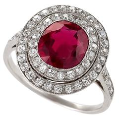 Art Deco Burma Ruby, Diamond and Platinum Ring 2