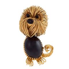 Van Cleef & Arpels Mid-20th Century Black Onyx and Gold Dog Brooch