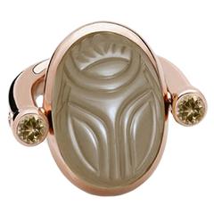 Colleen B. Rosenblat moonstone smoky quartz gold scarab ring