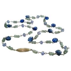 Dalben Green Sapphire Tanzanite Gold Necklace 9