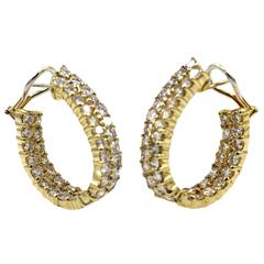 7 Carats Diamonds Gold In and Out Hoop Earrings