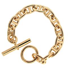 Hermes Gold Anchor Chain Toggle Bracelet
