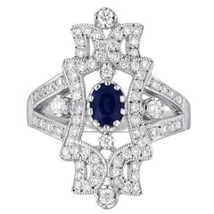 1.34 Carats Sapphire Diamond Gold Ring 8