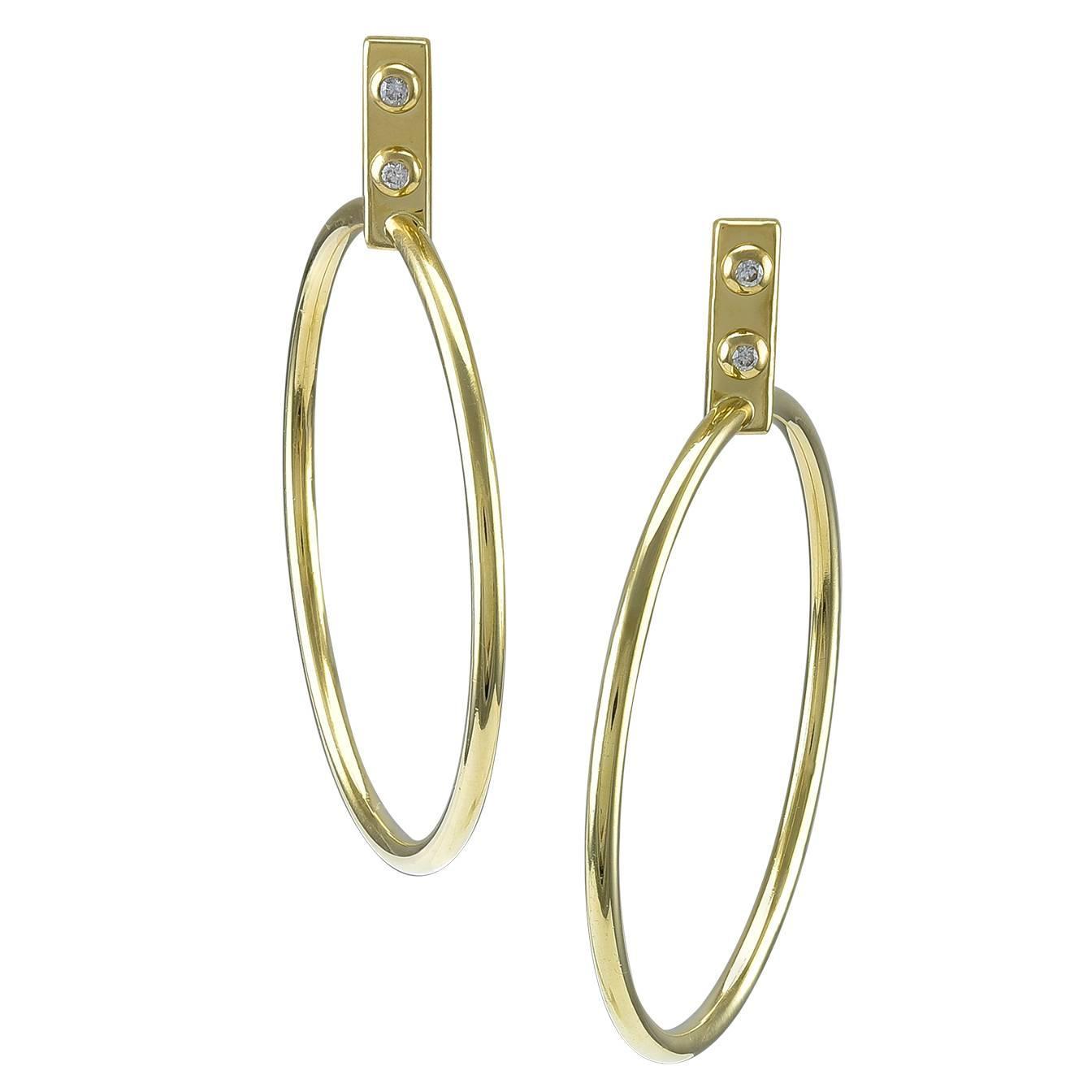 LOUIS VUITTON Gold and Diamond Hoop Earrings For Sale at 1stdibs