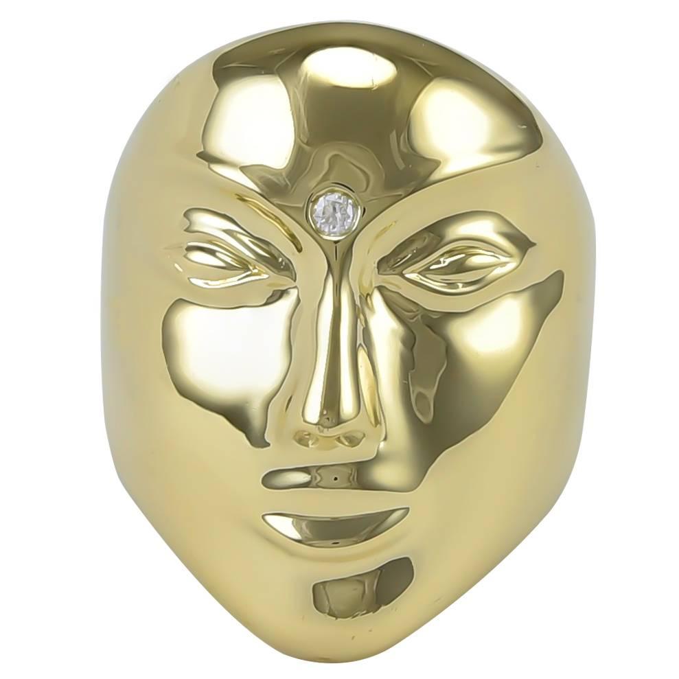 Sonia B Diamond gold Mask Ring