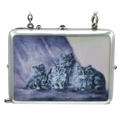 Antique Persian Cat Enamel & Silver Case 12
