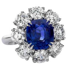 Rare No Heat Blue Sapphire Diamond Platinum Ring