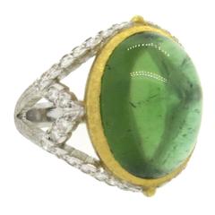 Buccellati Syphony Green Tourmaline Diamond Gold Ring 