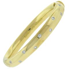 Tiffany & Co. Large Etoile Diamond Gold Platinum Bangle Bracelet 