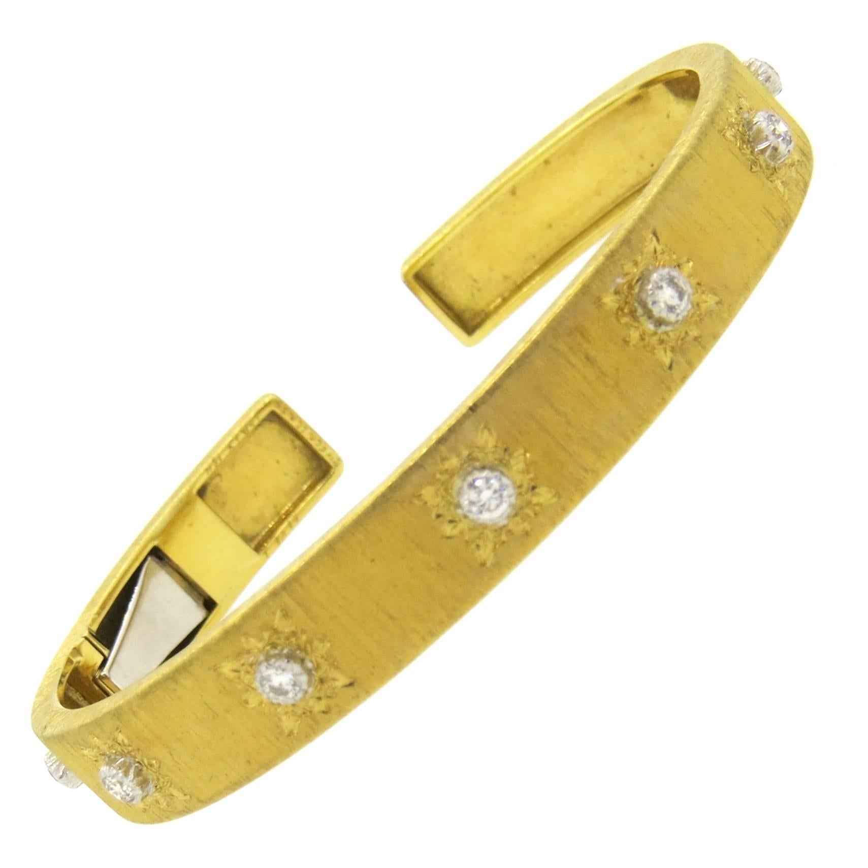 Buccellati Diamond Gold Cuff Bracelet 