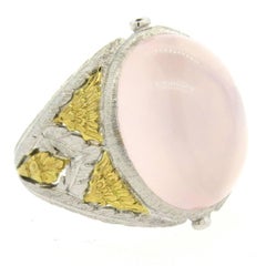 Buccellati Rose Quartz Cabochon Gold Dome Ring 