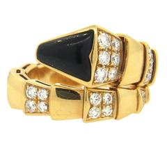 Bulgari Serpenti Gold Diamond Onyx Ring 