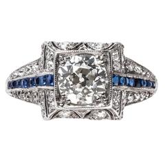Quintessential Art Deco Platinum and Diamond Engagement Ring
