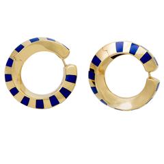 Tiffany & Co. Gold and Lapis Lazuli Hoop Earrings