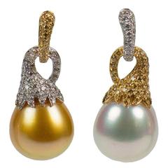 South Sea Pearl Diamond Gold Earrings 5