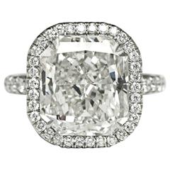 8.04 Carat GIA Cert Radiant Cut Diamond Platinum Halo Ring
