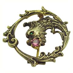 Rubellite Gold Dragon Pin 10