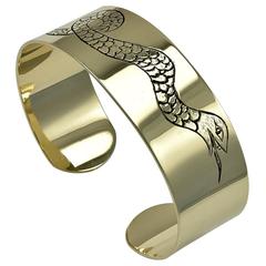 Unique Gold Serpent Bangle Bracelet