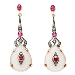 Rock Crystal Diamond Silver Gold Dangle Earrings 3