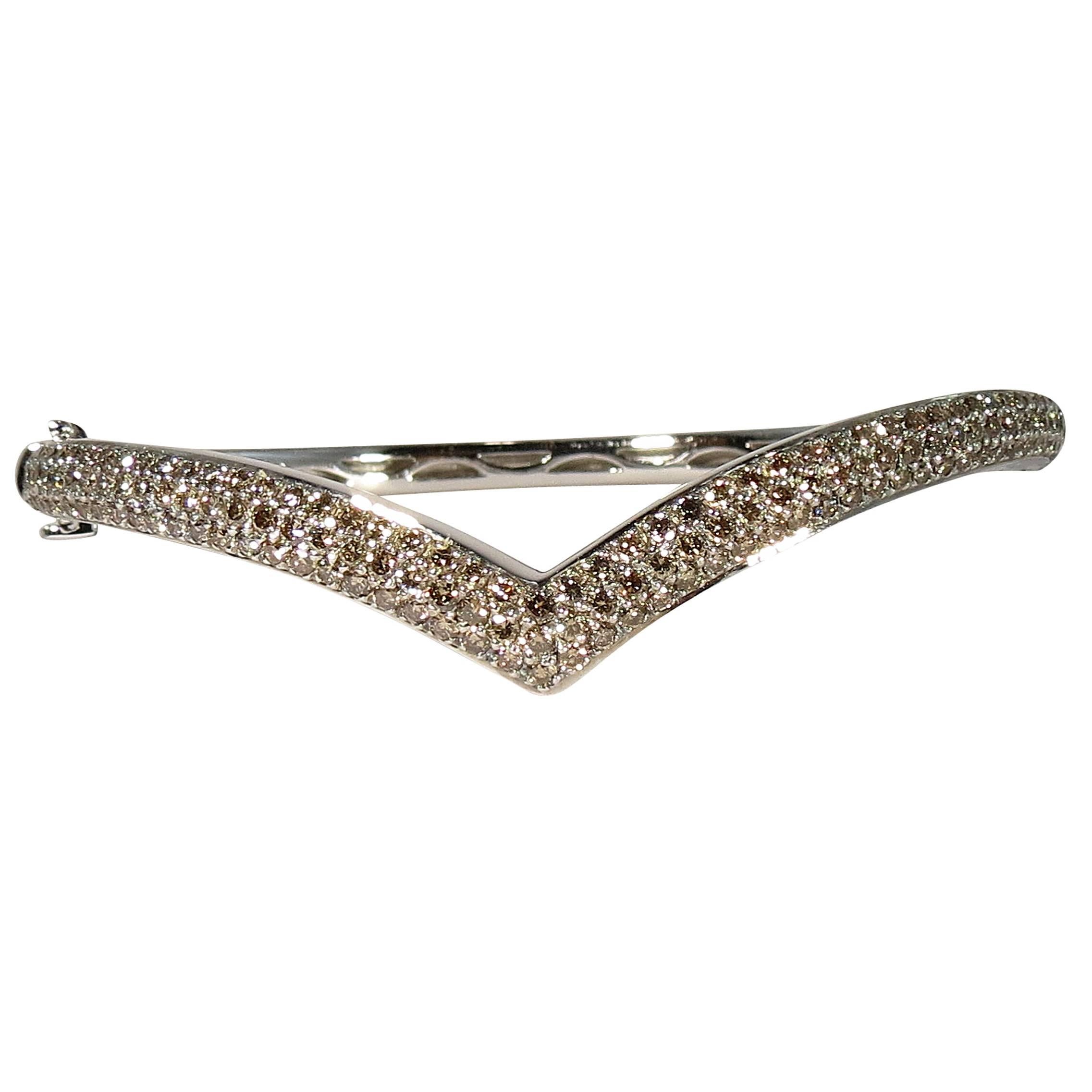 Jona Champagne Diamond Pavé Bangle Bracelet