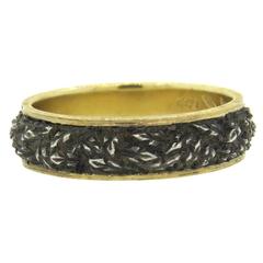 Buccellati Sterling Silver Gold Floral Band Ring