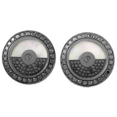 Jacob 
Co. Diamond Blackened Gold Moving Rotor Cufflinks