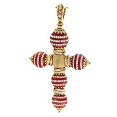 Italian Multi-Tone Gold Swarovski Crystal Cross