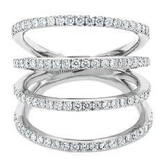 4 Row pave diamond gold Ring 5