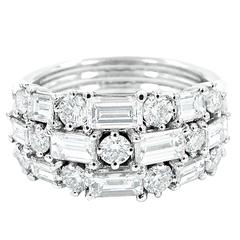 Cluster Style Three Row Diamond Ring