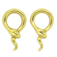 Rare Tiffany & Co Elsa Peretti Gold Snake Earring Pendants 