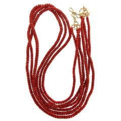 Three Strands of Coral Roundels Necklace 7