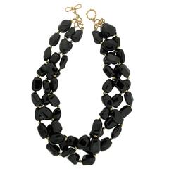 Black Spinel and Gold Bead Necklace 4