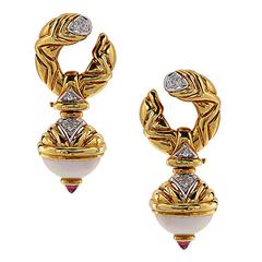 Mabe Pearl and Diamond Earrings