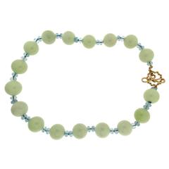 Chrysophrase Aquamarine Gold Necklace 12