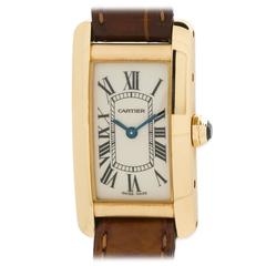 Cartier Lady's Yellow Gold Tank American Quartz Wristwatch ref 2482