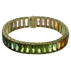 1980s H. STERN Multicolor Gemstone Rainbow Yellow Gold Bracelet