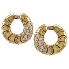 Marina B Classic Gold and Diamond Hoop Ear Clips