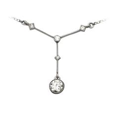 0.78Ct Diamond and Platinum Necklace - Art Deco Style - Antique Circa 1920