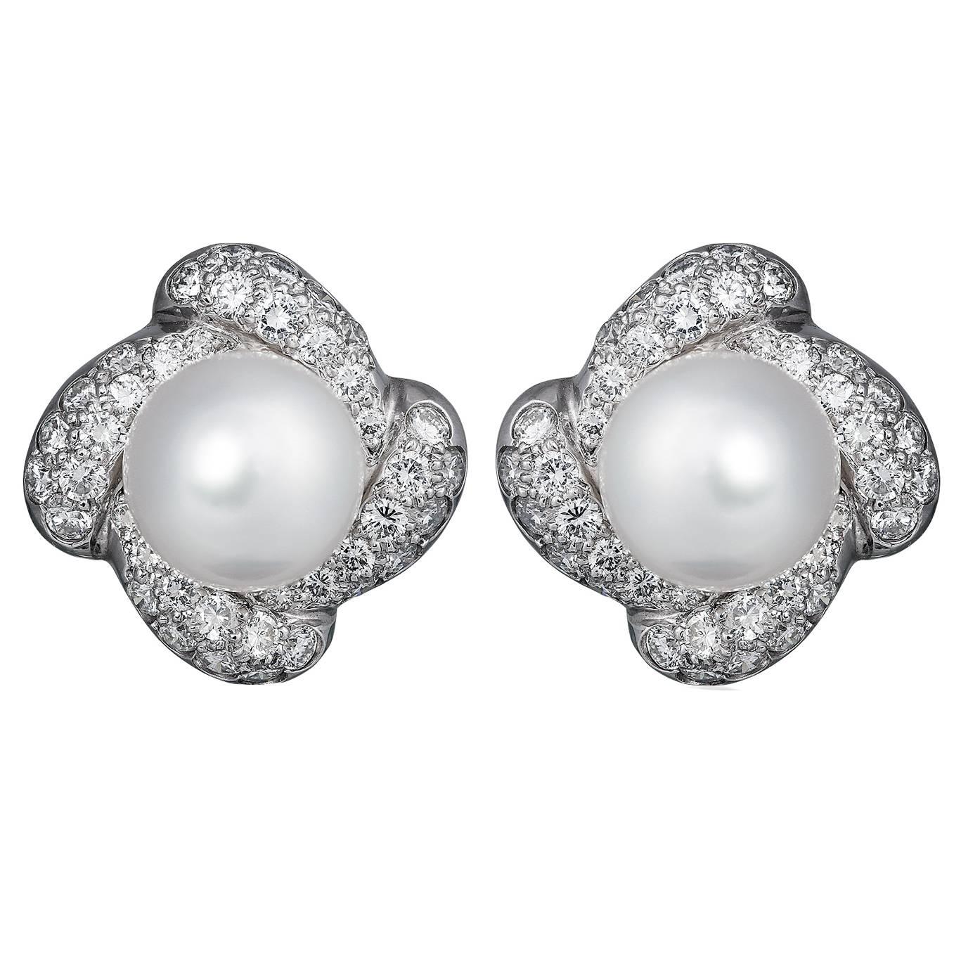  South Sea Pearl and Diamond Earrings