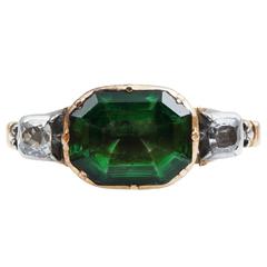 Georgian Three Stone Paste Emerald Ring