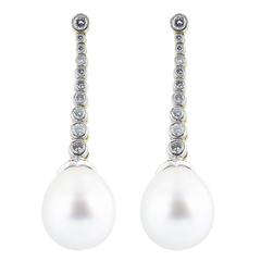 earrings pearl drop diamond sea south gold