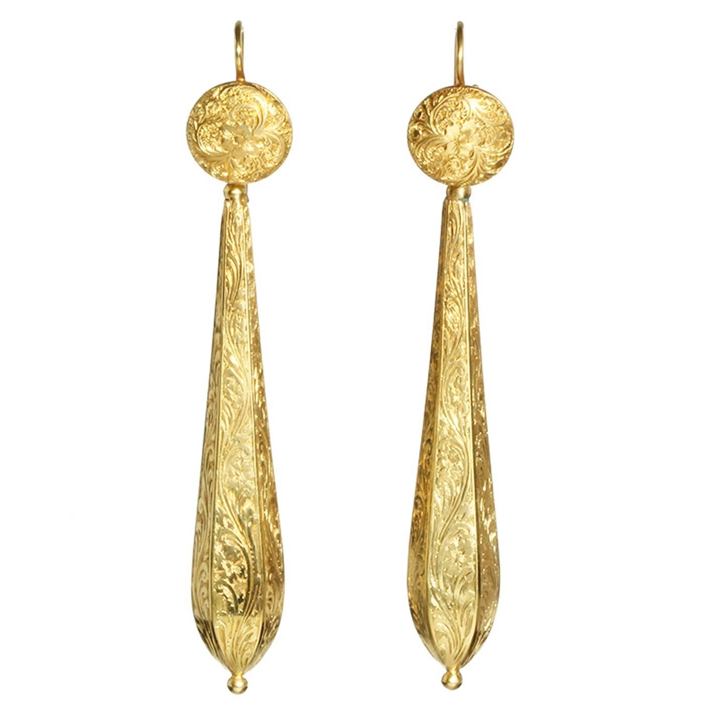 Georgian Gold Torpedo Earrings