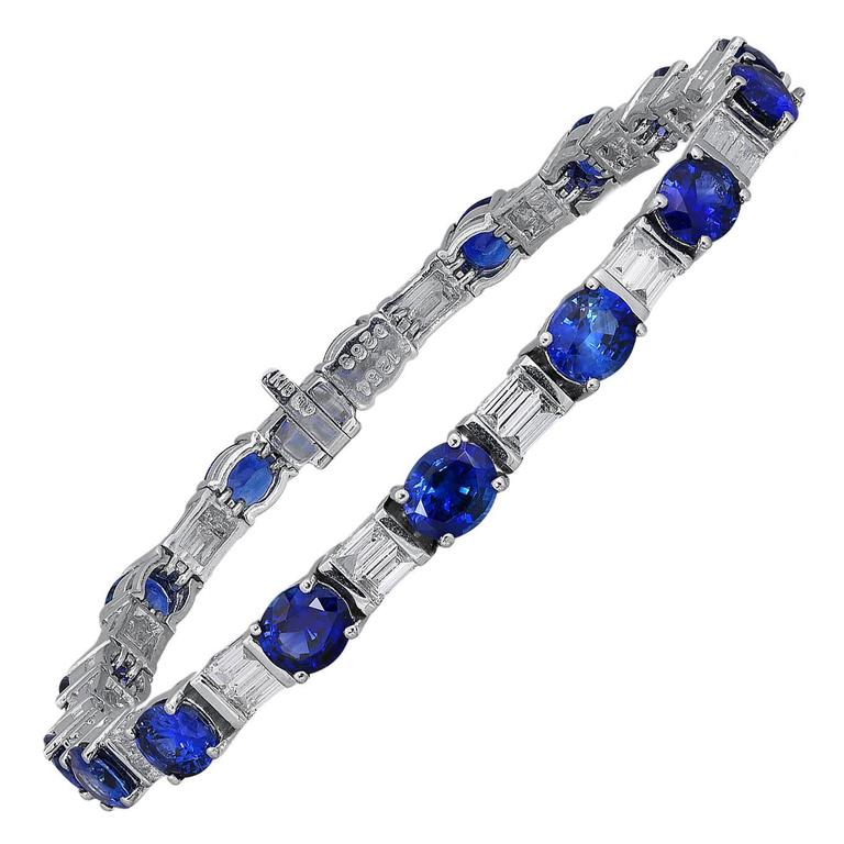 Sapphire Diamond Gold Tennis Bracelet at 1stDibs