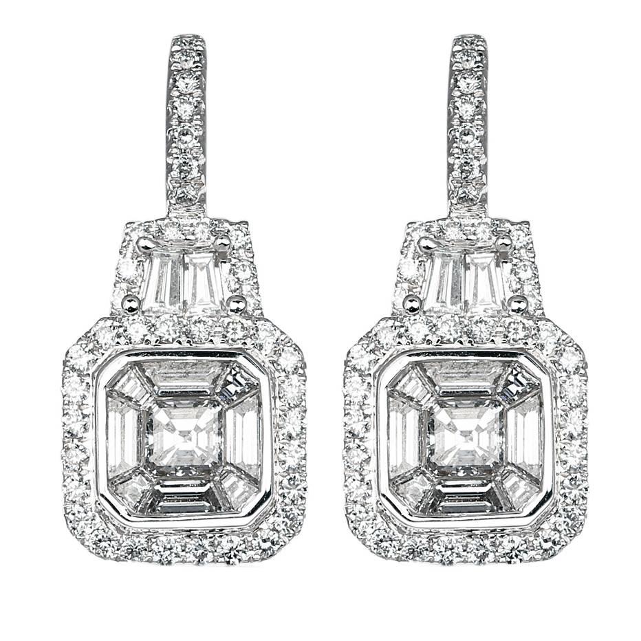 1.45 Carat Diamond Drop Earrings For Sale