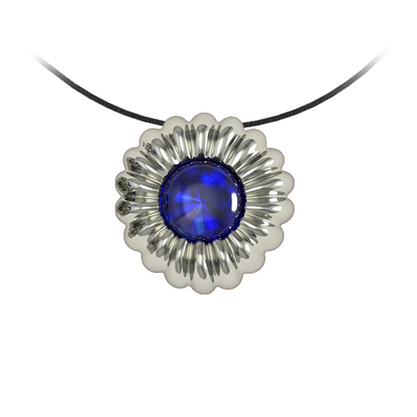 Barbara Nanning & Sparkles Sapphire and Gold Pendant For Sale